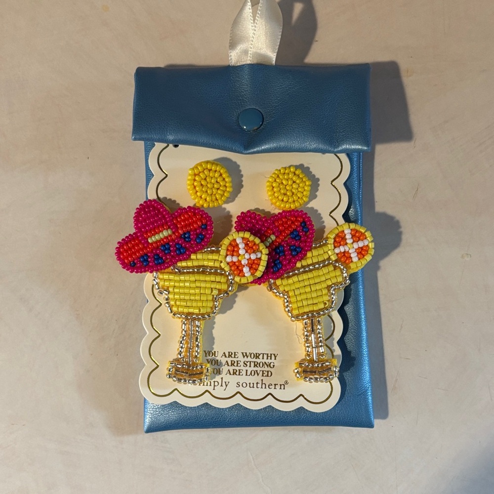 Simply Southern Yellow and Pink Margarita Beaded Earrings
